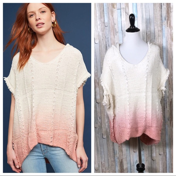 Anthropologie Sweaters - Anthropologie M L Fringed Beachside Hoodie Poncho